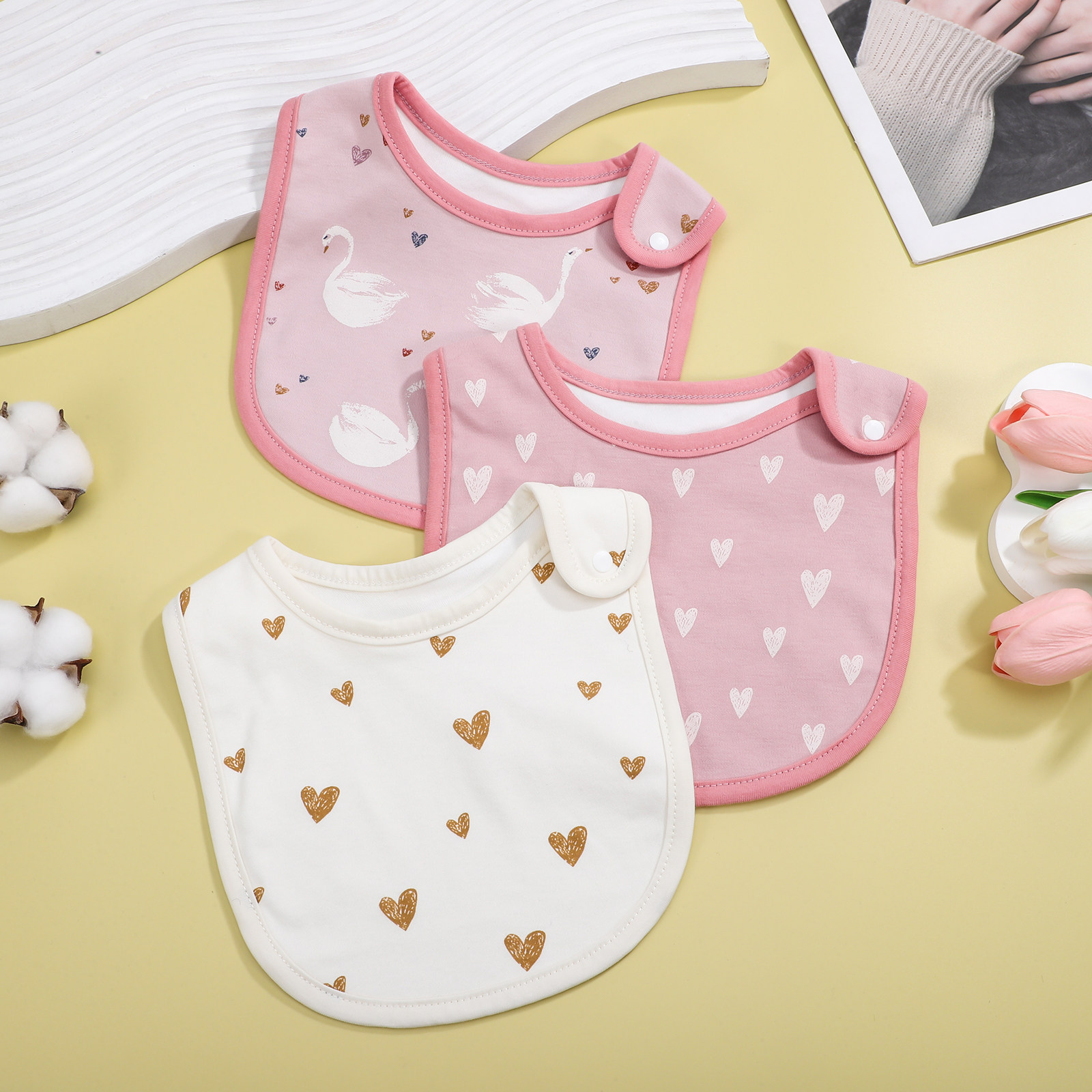 3pcs Cotton Drool Bibs Newborn - đánh giá và giá Baby Food Newborn